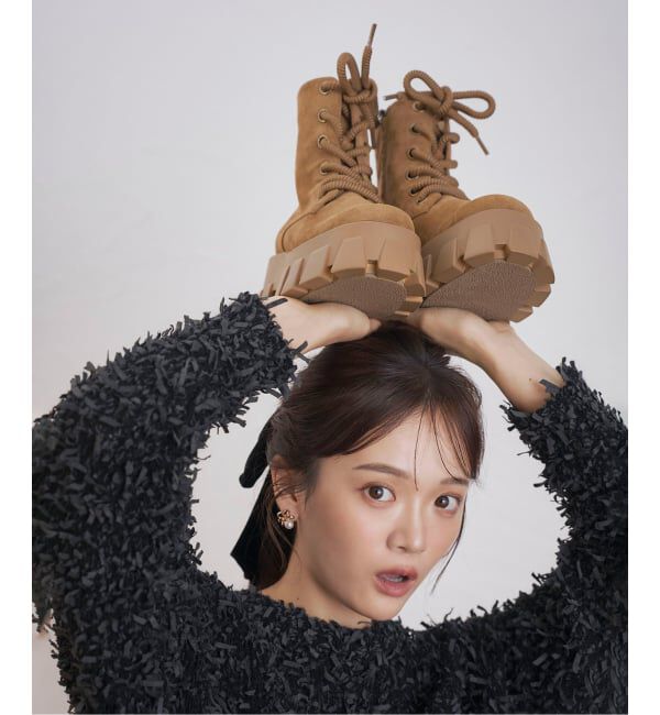  「《予約》KARIN TAKUBO&times;LE TALONアツゾコレースアップショートブーツ」|ショートブーツ|