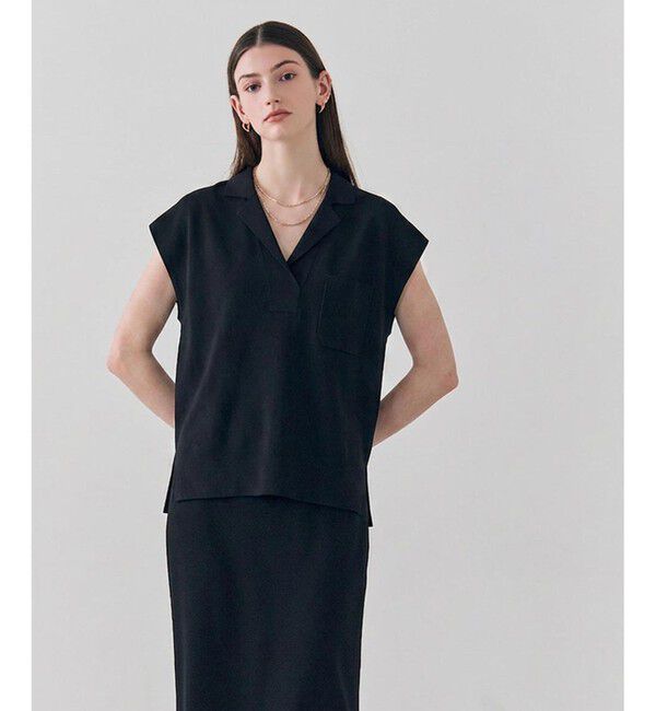 BEIGE,「NADIA / ストレッチ スキッパーニット」|ニット・セーター|Black