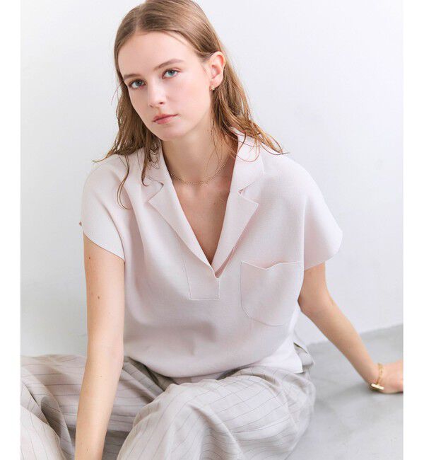 BEIGE,「NADIA / ストレッチ スキッパーニット」|ニット・セーター|Pink