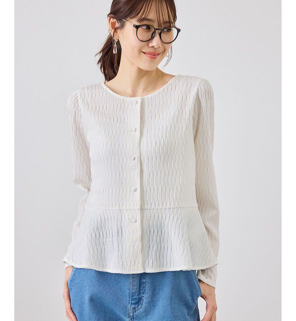 Rope&rsquo;Picnic「カットジャガードペプラムカーディガントップス/前後2WAY」|Tシャツ・カットソー|