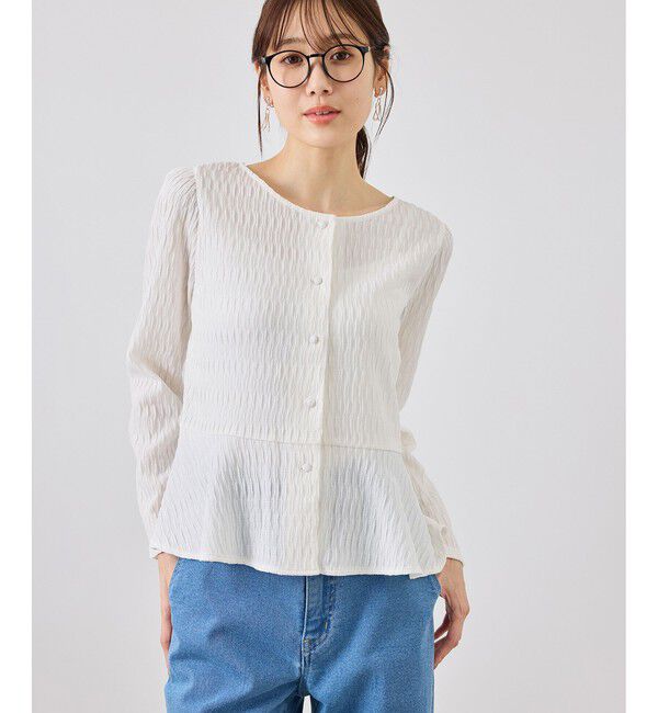 Rope&rsquo;Picnic「カットジャガードペプラムカーディガントップス/前後2WAY」|Tシャツ・カットソー|
