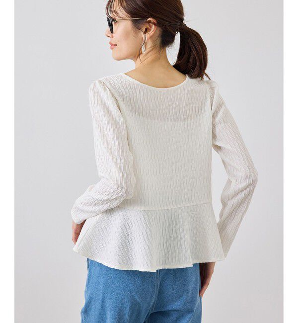 Rope&rsquo;Picnic「カットジャガードペプラムカーディガントップス/前後2WAY」|Tシャツ・カットソー|