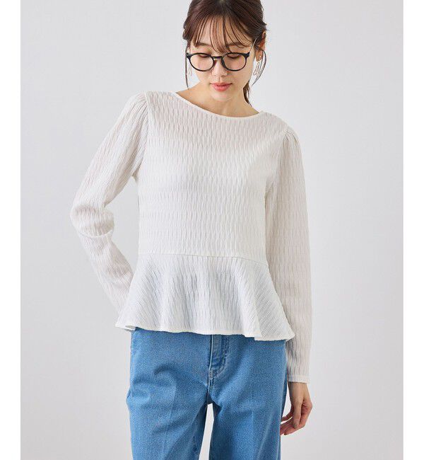 Rope&rsquo;Picnic「カットジャガードペプラムカーディガントップス/前後2WAY」|Tシャツ・カットソー|