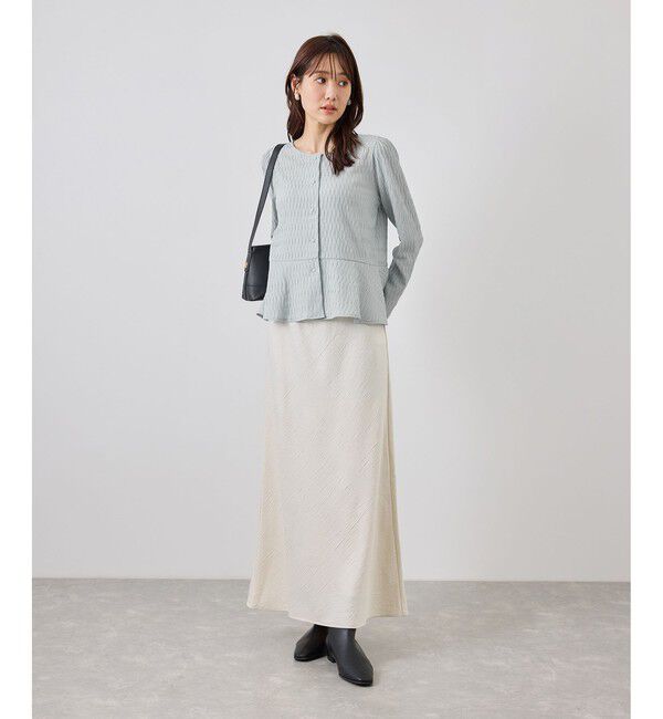 Rope&rsquo;Picnic「カットジャガードペプラムカーディガントップス/前後2WAY」|Tシャツ・カットソー|