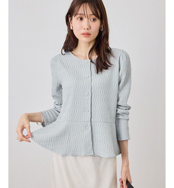 Rope&rsquo;Picnic「カットジャガードペプラムカーディガントップス/前後2WAY」|Tシャツ・カットソー|
