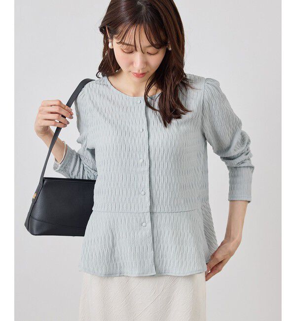 Rope&rsquo;Picnic「カットジャガードペプラムカーディガントップス/前後2WAY」|Tシャツ・カットソー|