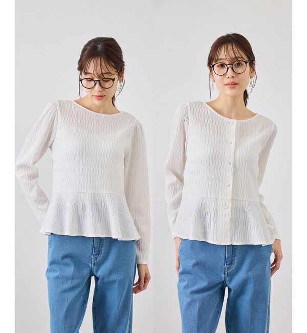 Rope&rsquo;Picnic「カットジャガードペプラムカーディガントップス/前後2WAY」|Tシャツ・カットソー|