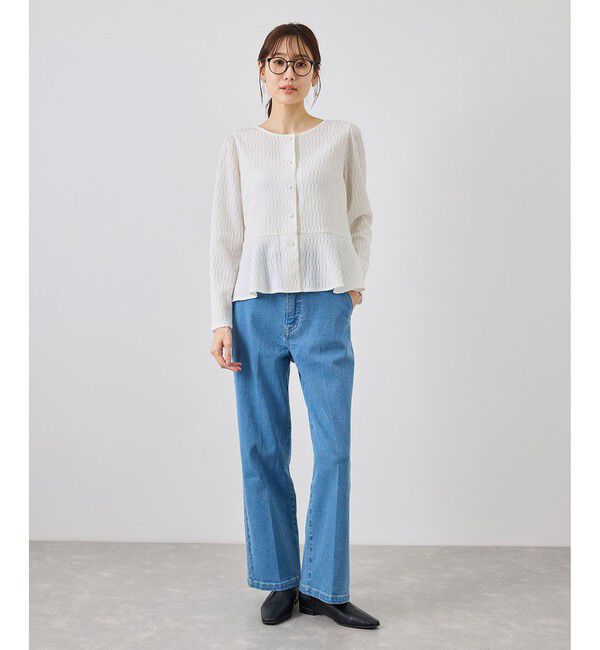 Rope&rsquo;Picnic「カットジャガードペプラムカーディガントップス/前後2WAY」|Tシャツ・カットソー|