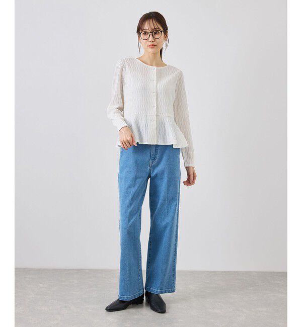 Rope&rsquo;Picnic「カットジャガードペプラムカーディガントップス/前後2WAY」|Tシャツ・カットソー|