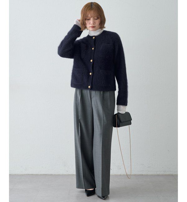  「〈WEB限定カラーあり〉カシミヤ混ファークルーネックニットジャケット」|ニット・セーター|