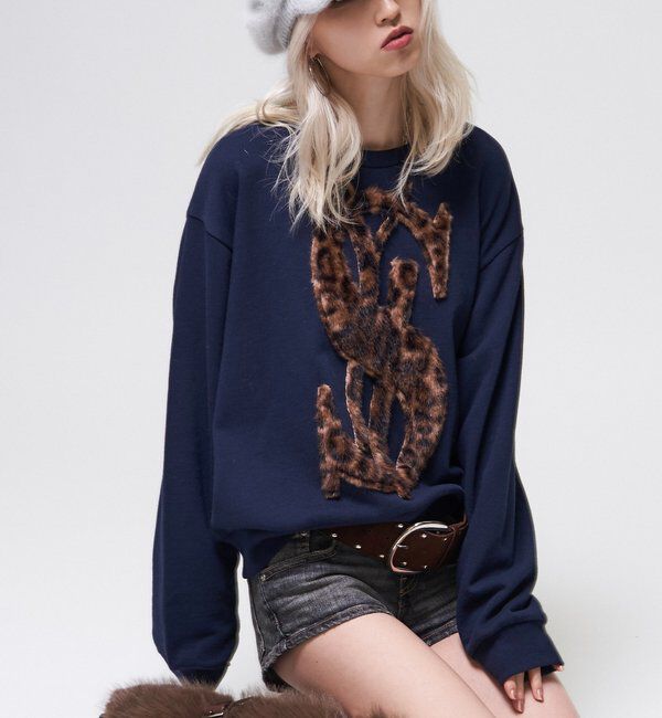  「【26AW LOOK掲載品番】【Sourcream】$ロゴファースウェット」|Tシャツ・カットソー|ネイビー
