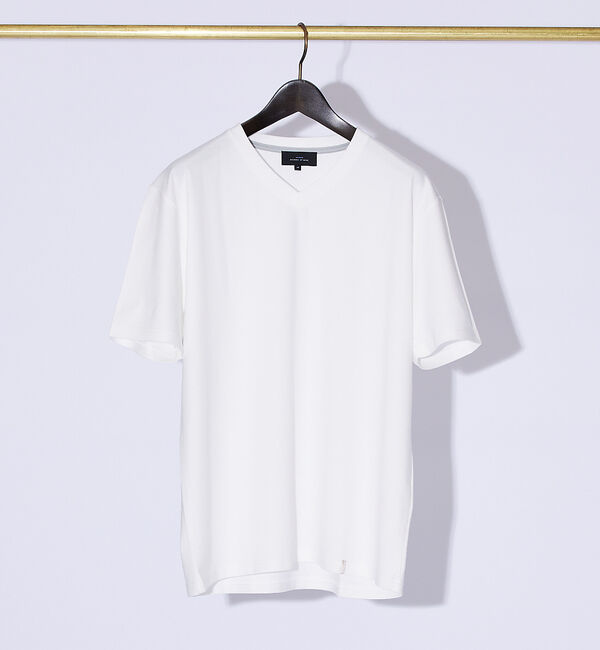 ABAHOUSE「【Vネック】ストレッチ ポンチ 半袖Tシャツ」|Tシャツ・カットソー|ホワイト