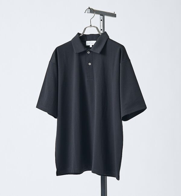 ABAHOUSE「【抗菌防臭/UVカット】シルキーポンチ 半袖ポロシャツ」|ポロシャツ|ブラック