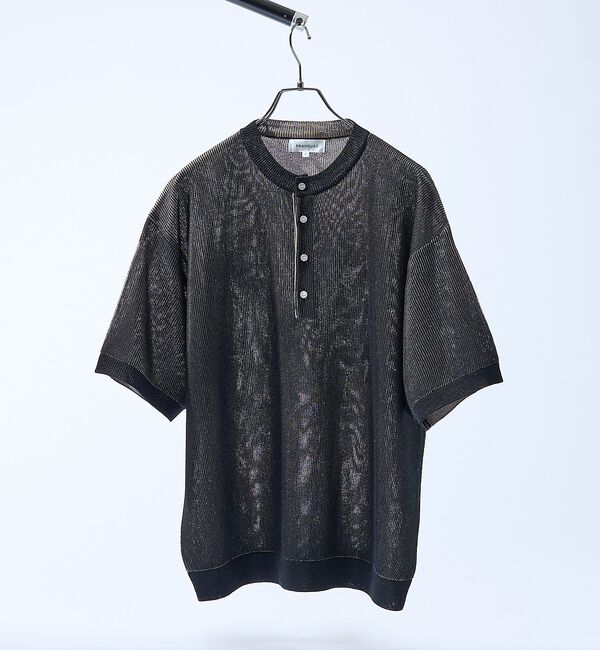 ABAHOUSE「ドライタッチ ヘンリーネック シアーニットTシャツ」|Tシャツ・カットソー|