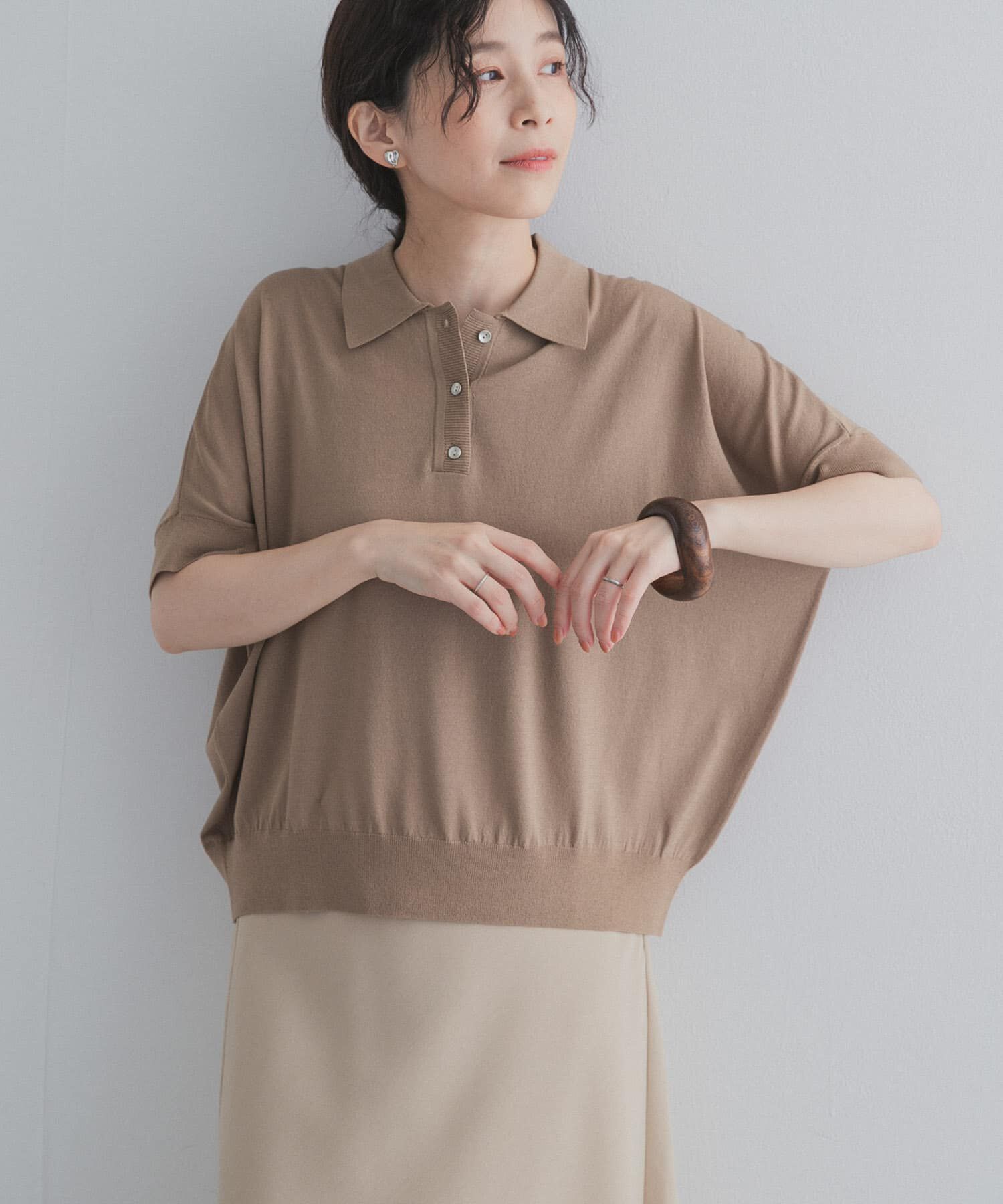 URBAN RESEARCH DOORS「『接触冷感』衿付きドルマンニット」|ニット・セーター|