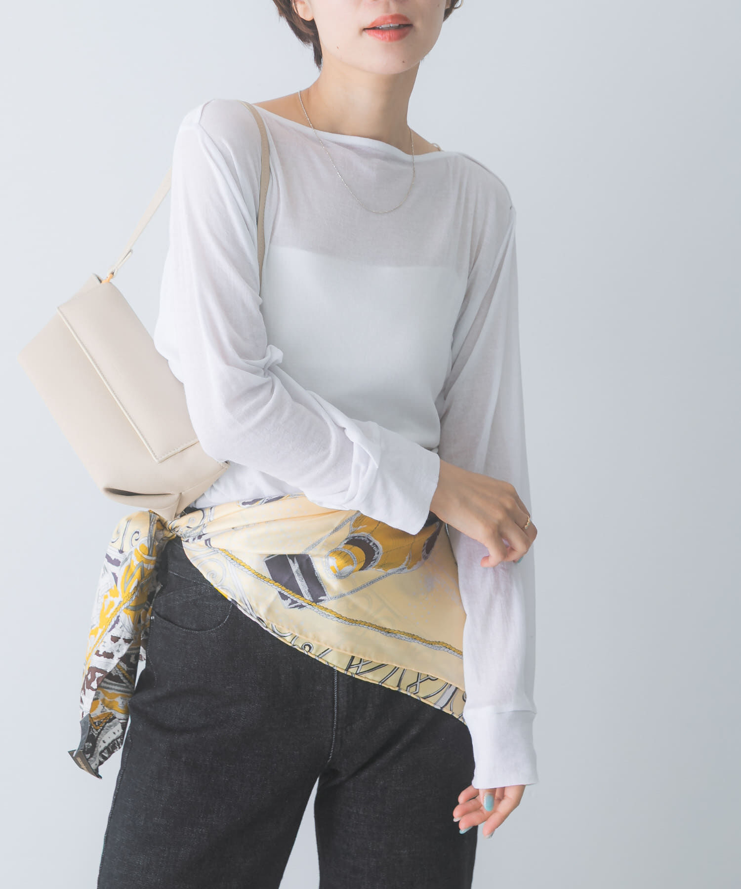 URBAN RESEARCH ROSSO「スーピマコットンボートネックTEE」|Tシャツ・カットソー|オフホワイト
