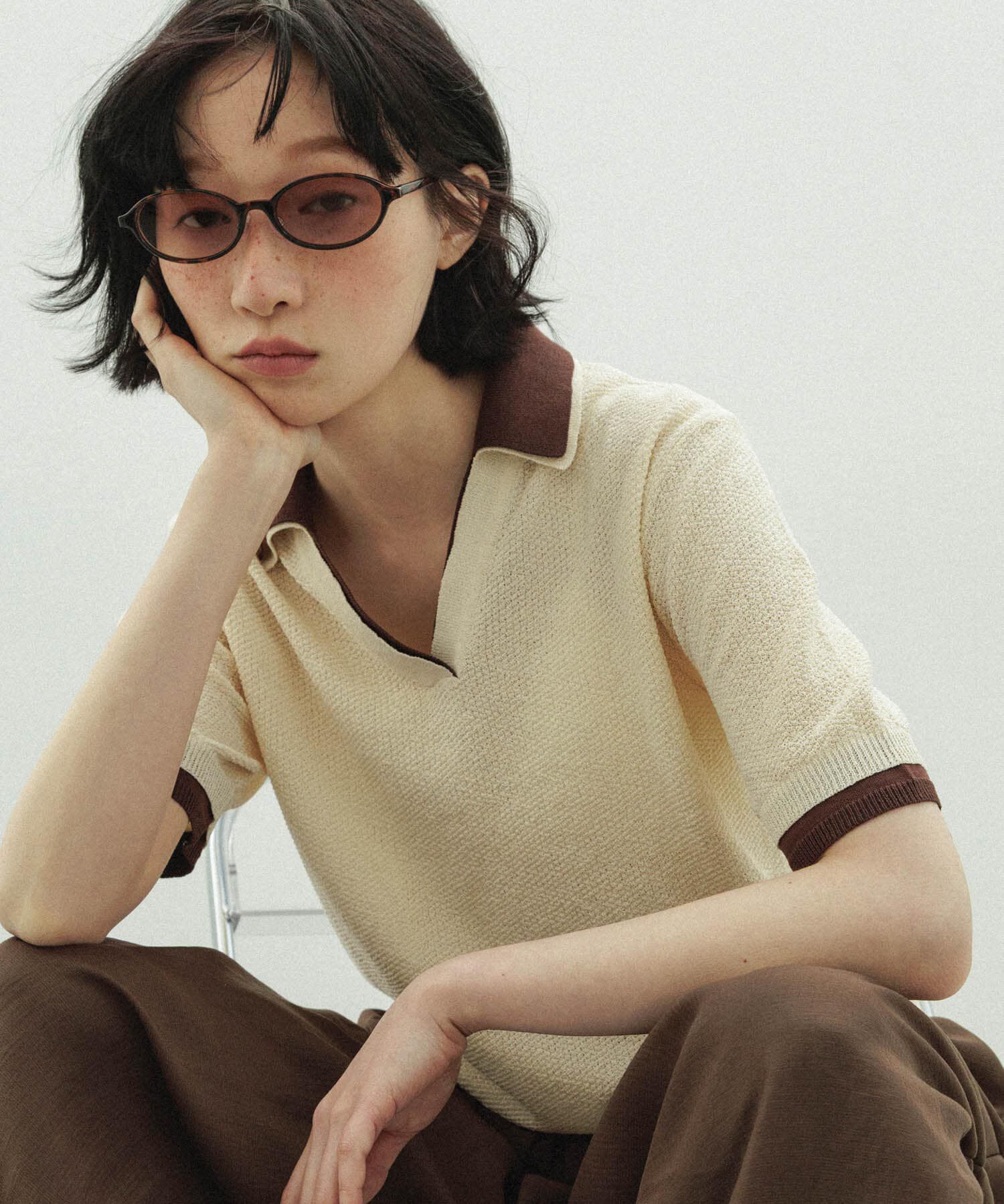  「レイヤードライクニットシャツ」|ニット・セーター|