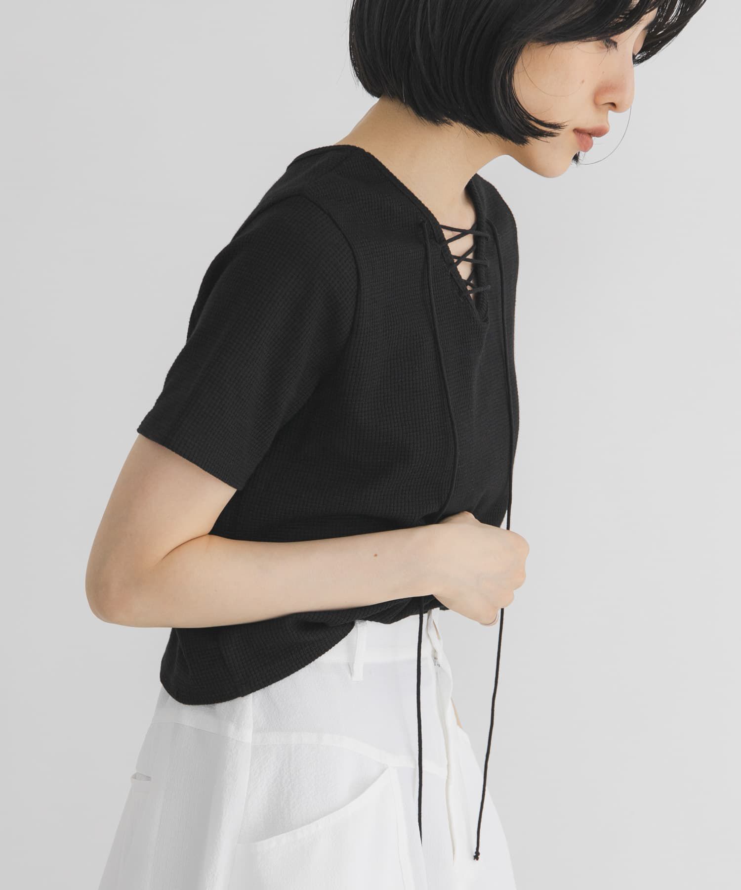  「2WAYレースアップトップス」|Tシャツ・カットソー|