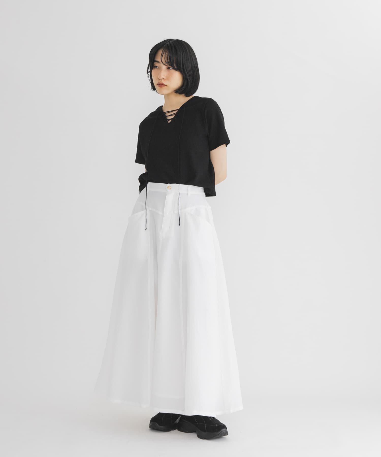  「2WAYレースアップトップス」|Tシャツ・カットソー|