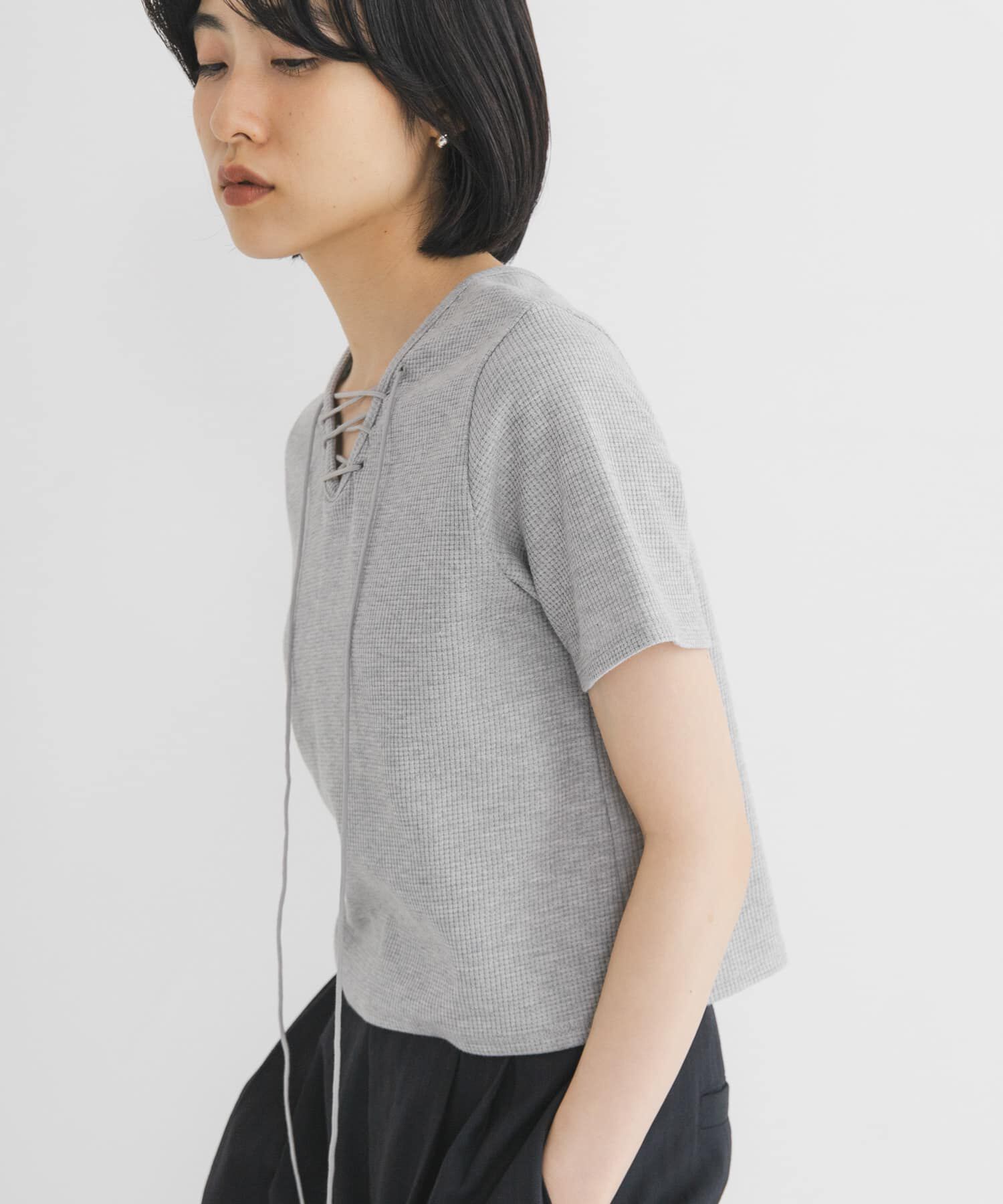  「2WAYレースアップトップス」|Tシャツ・カットソー|