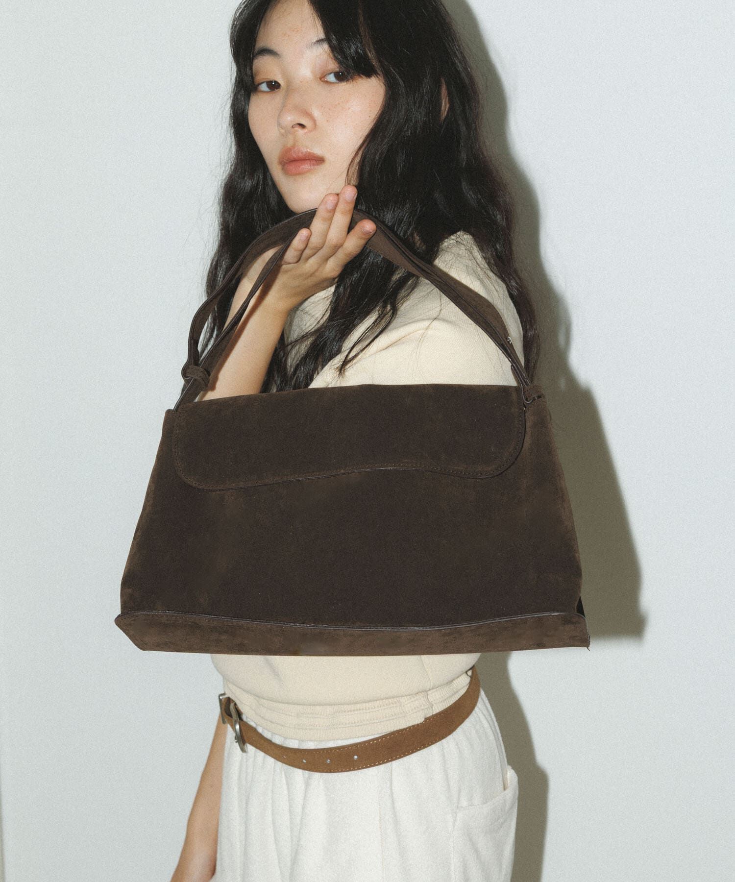  「サイドアシンメトリーショルダーBAG」|ショルダー・メッセンジャー|ダークブラウン