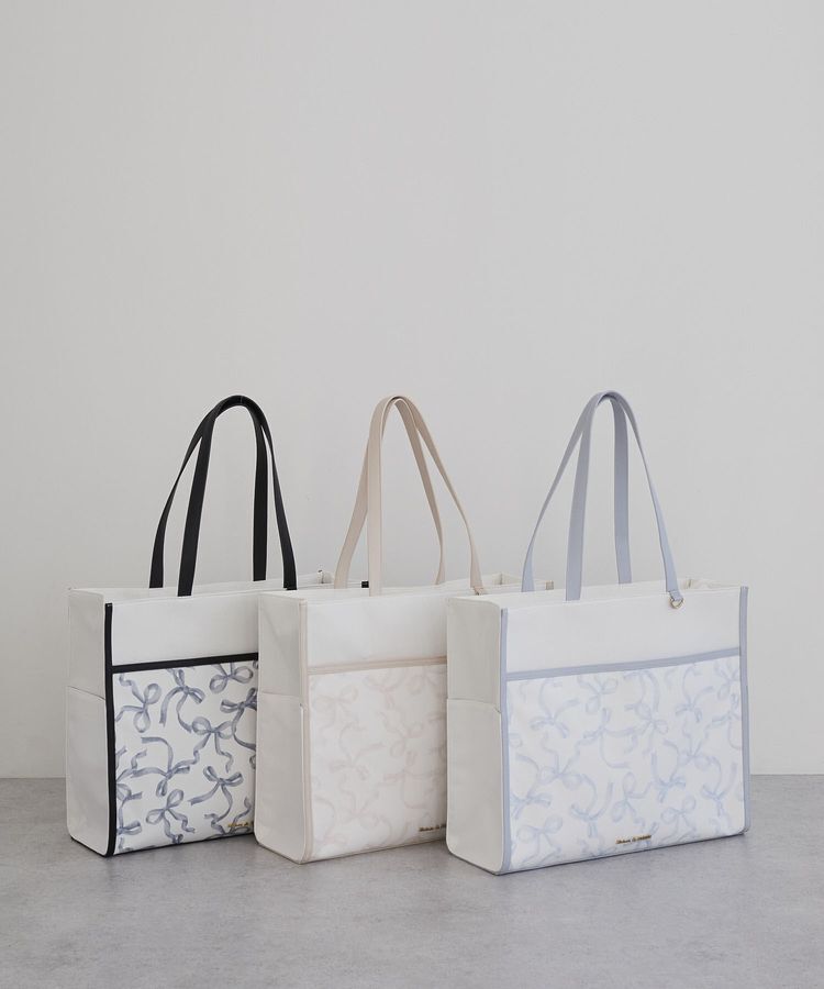 Maison de FLEUR「【A4対応】リボンプリントスクエアトートバッグ」|トートバッグ|