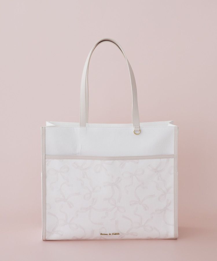 Maison de FLEUR「【A4対応】リボンプリントスクエアトートバッグ」|トートバッグ|