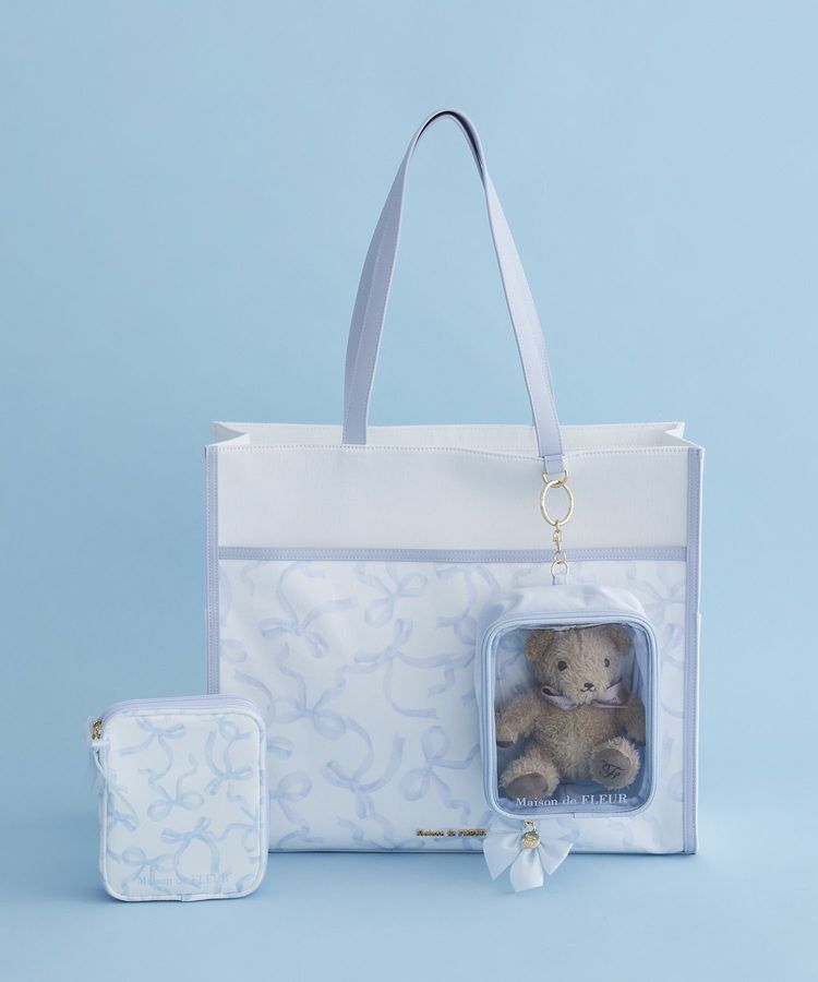 Maison de FLEUR「【A4対応】リボンプリントスクエアトートバッグ」|トートバッグ|