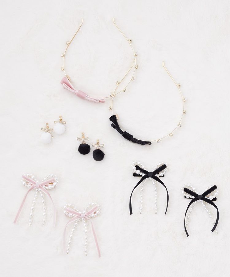 Maison de FLEUR「フェイクファービジューリボンイヤリング」|イヤリング|