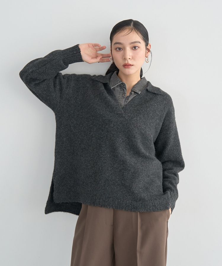 YECCA VECCA「襟付きVネックニット」|ニット・セーター|