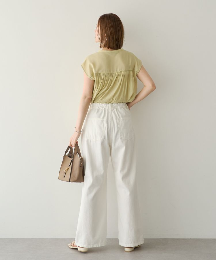 YECCA VECCA「【接触冷感】フレンチスリーブギャザーブラウス」|シャツ・ブラウス|