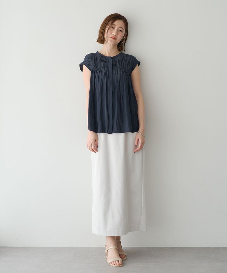 YECCA VECCA「【接触冷感】フレンチスリーブギャザーブラウス」|シャツ・ブラウス|