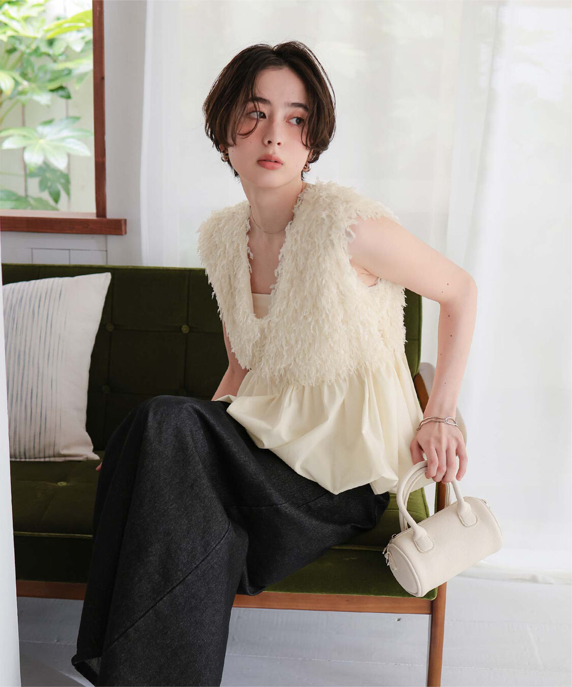 titivate「前後2wayフェザーペプラムトップス/ベスト」|Tシャツ・カットソー|