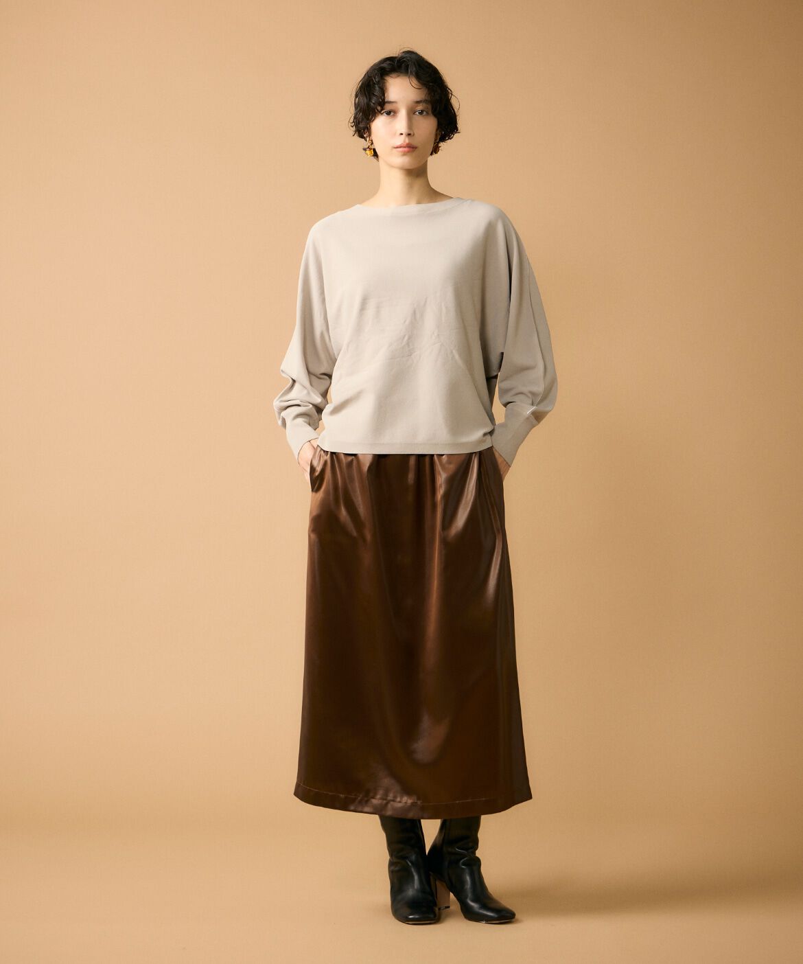 Le Souk「《大きいサイズ》ドルマンスリーブニットプルオーバー」|ニット・セーター|