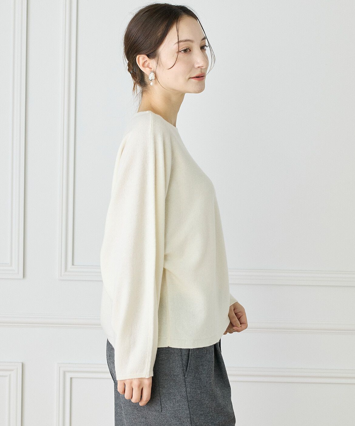 INED「《大きいサイズ》カシミヤ混ドルマンスリーブニット《WEB限定カラー》」|ニット・セーター|