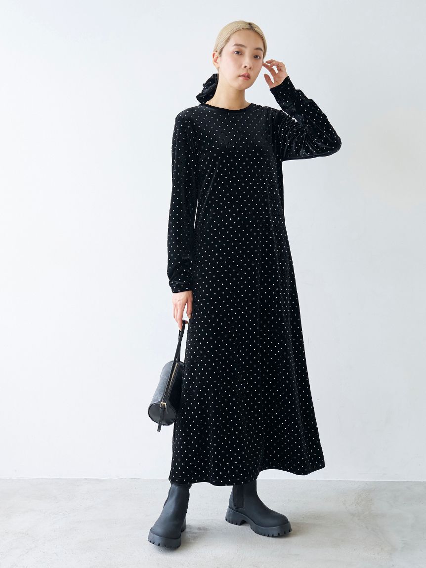 emmi atelier「ドットベロアスクエアビッグシュシュ」|ヘアバンド|