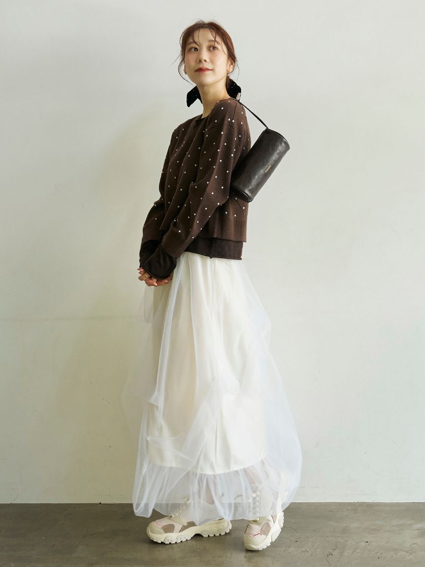 emmi atelier「ドットベロアスクエアビッグシュシュ」|ヘアバンド|
