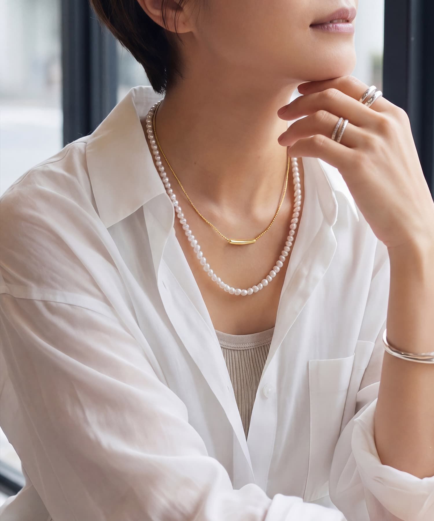 STYLE DELI「【DELI by】ボックスチェーンドロップチャームネックレス」|ネックレス|