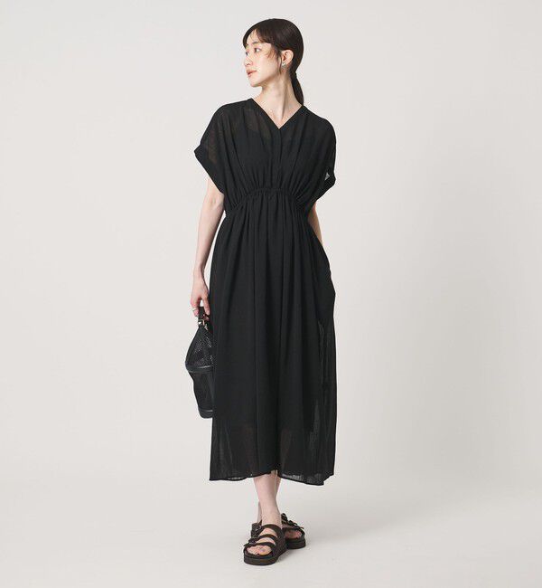 UNITED ARROWS「スラブ シアー ワンピース ‐ウォッシャブル‐」|ワンピース|BLACK