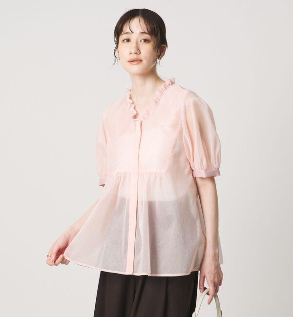UNITED ARROWS「LINEAESSE Vネック パフブラウス ‐ウォッシャブル‐」|シャツ・ブラウス|