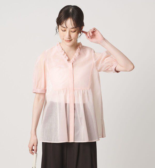 UNITED ARROWS「LINEAESSE Vネック パフブラウス ‐ウォッシャブル‐」|シャツ・ブラウス|