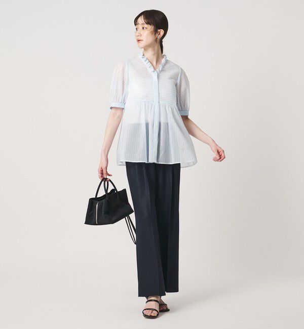 UNITED ARROWS「LINEAESSE Vネック パフブラウス ‐ウォッシャブル‐」|シャツ・ブラウス|