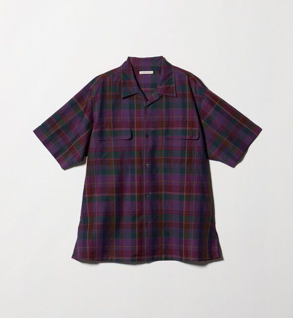 UNITED ARROWS「コットン/リネン ダークマドラスチェック オープンカラーシャツ」|シャツ・ブラウス|