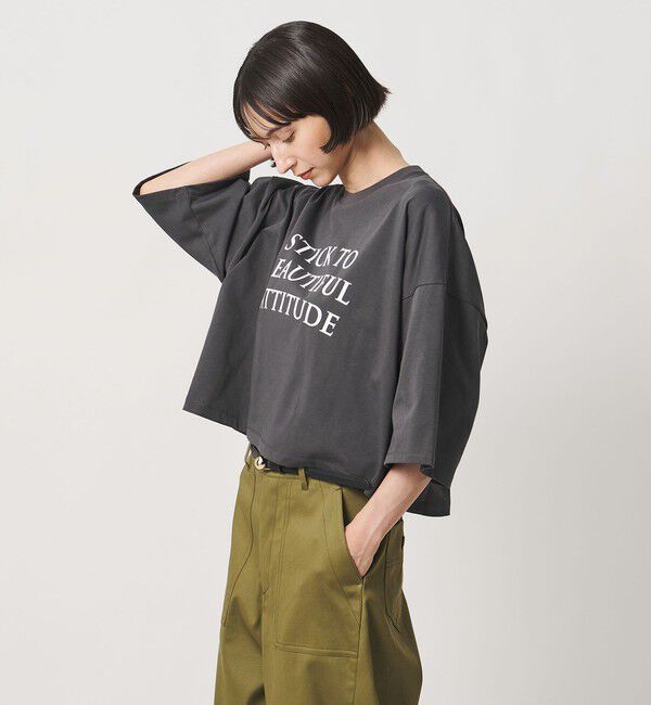 UNITED ARROWS「＜SACRA＞６分袖 レター Tシャツ」|Tシャツ・カットソー|DK.GRAY