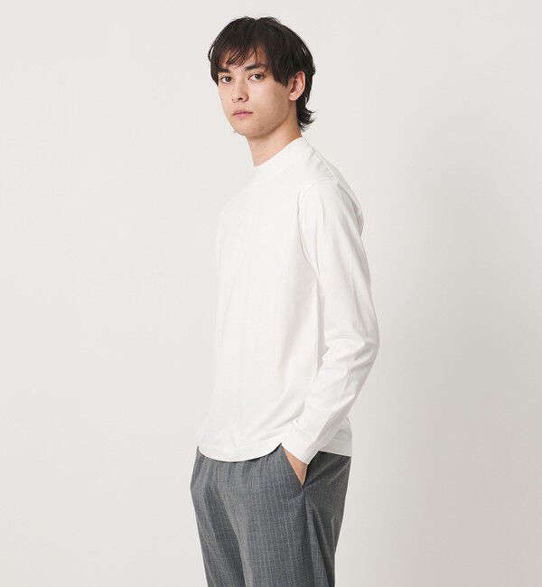 UNITED ARROWS「ALBINI オーガニックコトン モックネック ロングスリーブ Tシャツ 抗菌防臭」|Tシャツ・カットソー|OFF WHITE