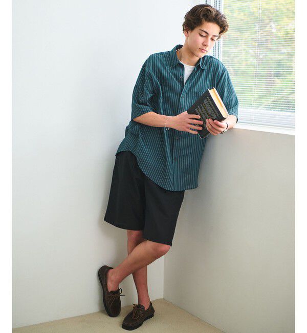 UNITED ARROWS green label relaxing「フィブリル ストライプ ジャストルーズ 半袖 シャツ」|シャツ・ブラウス|