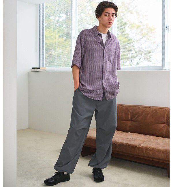 UNITED ARROWS green label relaxing「フィブリル ストライプ ジャストルーズ 半袖 シャツ」|シャツ・ブラウス|
