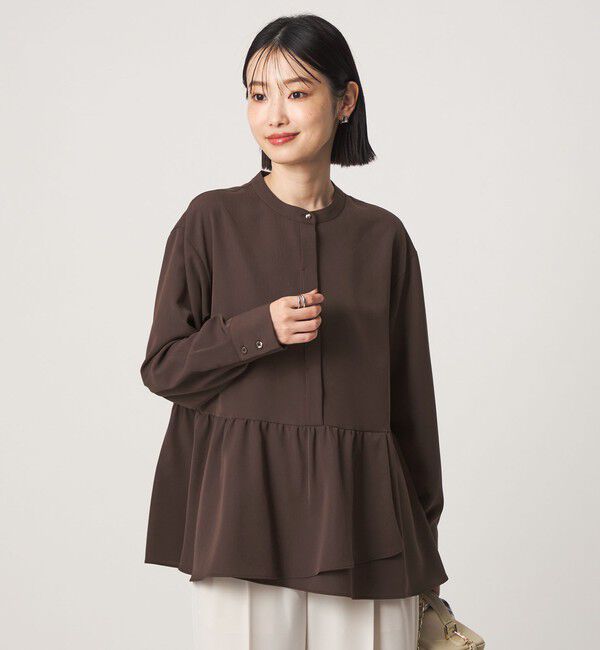 UNITED ARROWS green label relaxing「ツイル ペプラム ブラウス マシンウォッシャブル ストレッチ」|シャツ・ブラウス|