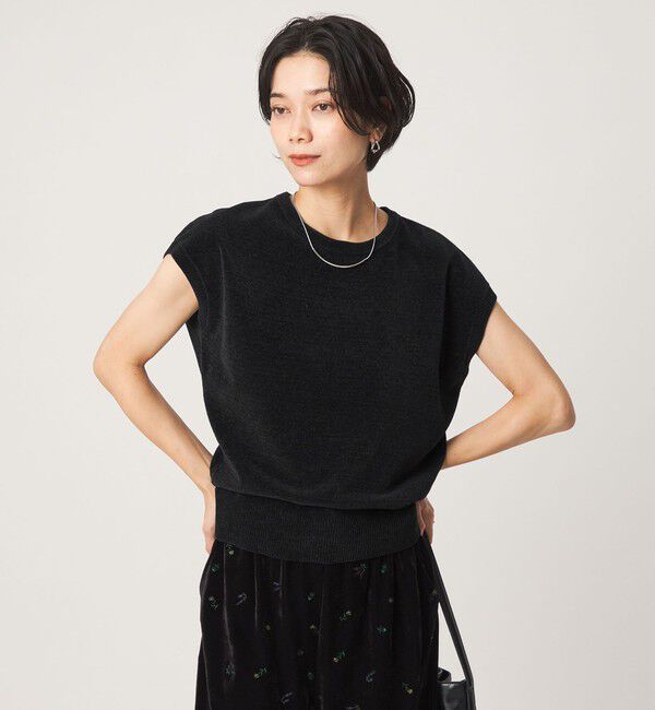 UNITED ARROWS green label relaxing「モール フレンチスリーブ プルオーバー ニット ウォッシャブル」|ニット・セーター|BLACK