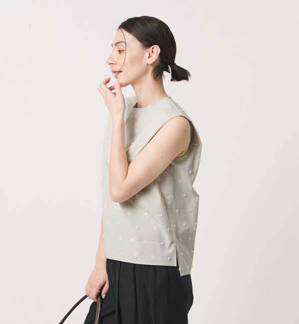 BEAUTY&YOUTH UNITED ARROWS「ドット ジャガード ノースリーブブラウス ウォッシャブル」|シャツ・ブラウス|LT.GRAY